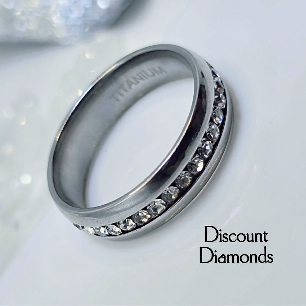 Titanium Clear White Baguette Diamond Ring